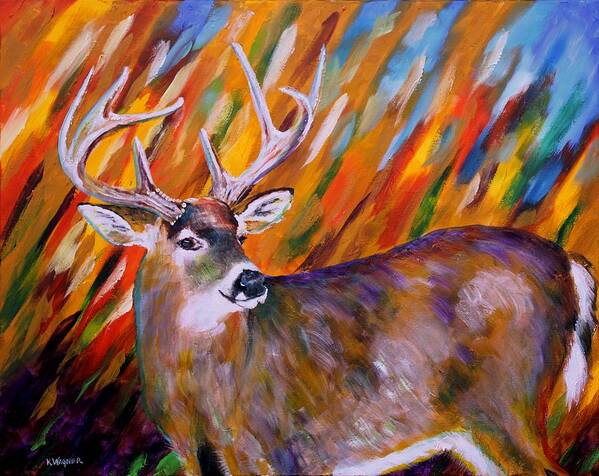 Deer Art Print featuring the painting Buck Late Fall by Karl Wagner