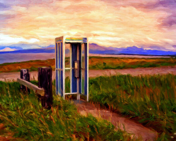 Telephone Booth Art Print featuring the painting Cold Bay Ferry Service by Michael Pickett