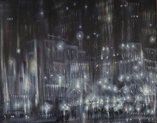  Black And White Art Print featuring the painting Cold Hard Streets by Tom Shropshire