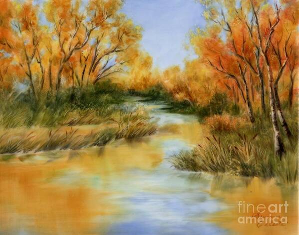 Landscape Art Print featuring the painting Fall River by Summer Celeste