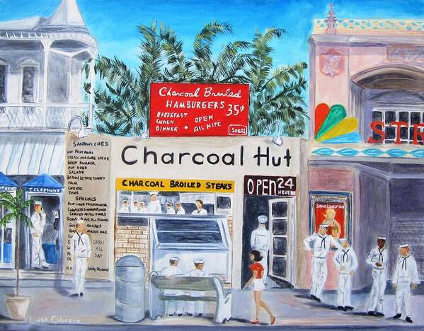 Key West Art Print featuring the painting Key West Charcoal Hut by Linda Cabrera