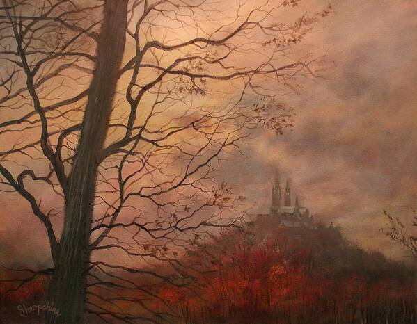 Holy Hill Art Print featuring the painting October at Holy Hill by Tom Shropshire