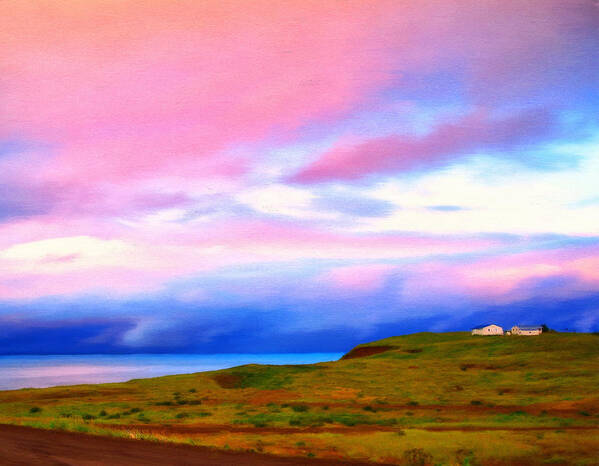 Cold Bay Alaska Art Print featuring the painting Summer Evening in Cold Bay by Michael Pickett