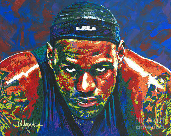 Lebron Art Print featuring the painting The LeBron Death Stare by Maria Arango