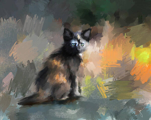 Kitten Art Print featuring the painting Tortoiseshell Kitten #1 by Jai Johnson