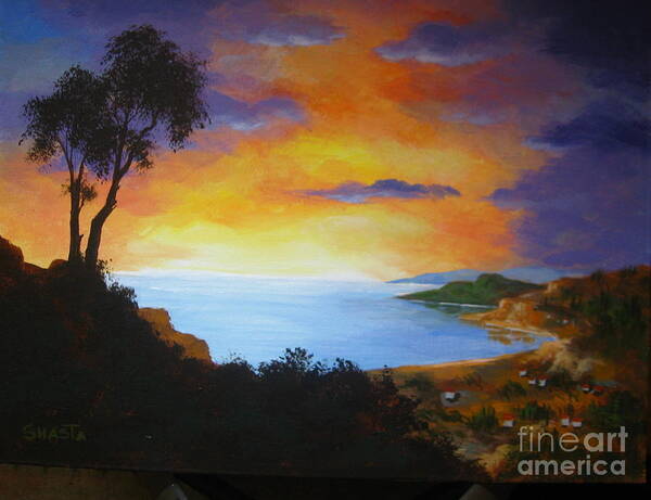 Serenity Landscapes Art Print featuring the painting Sunset Ridge #1 by Shasta Eone