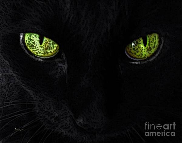 Cats Art Print featuring the digital art Black Cat Mystique by Dale  Ford