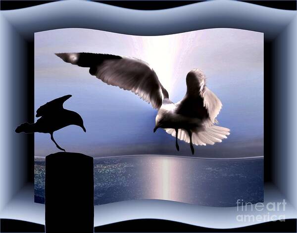 Seagulls Art Print featuring the digital art Out of Bounds by Dale  Ford