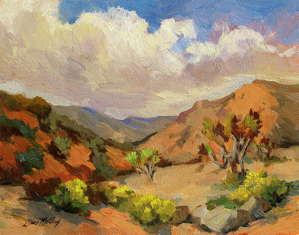 Spring At Joshua Tree Art Print featuring the painting Spring at Joshua Tree by Diane McClary