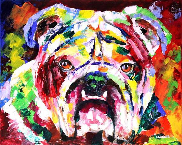 Dogs Art Print featuring the painting Bulldog Multicolors by Karl Wagner