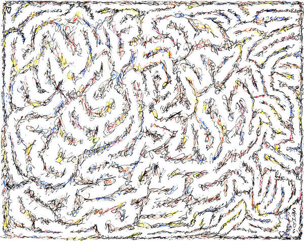 Mazes Art Print featuring the drawing Chasing by Steven Natanson