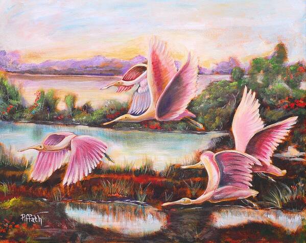Ibis Art Print featuring the painting Scarlet Ibis by Patricia Piffath