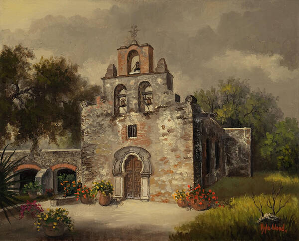 Mission Art Print featuring the painting Mission Espada by Kyle Wood
