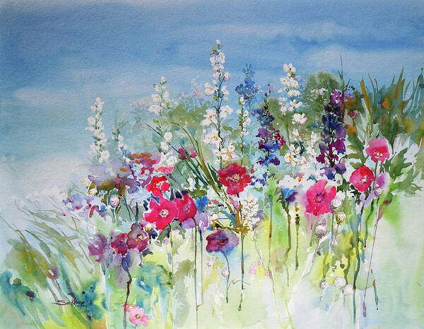 Flowers Art Print featuring the painting Morning Mist by Sue Kemp