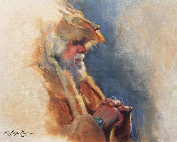 Mountain Art Print featuring the painting Mountain Man by Anna Rose Bain