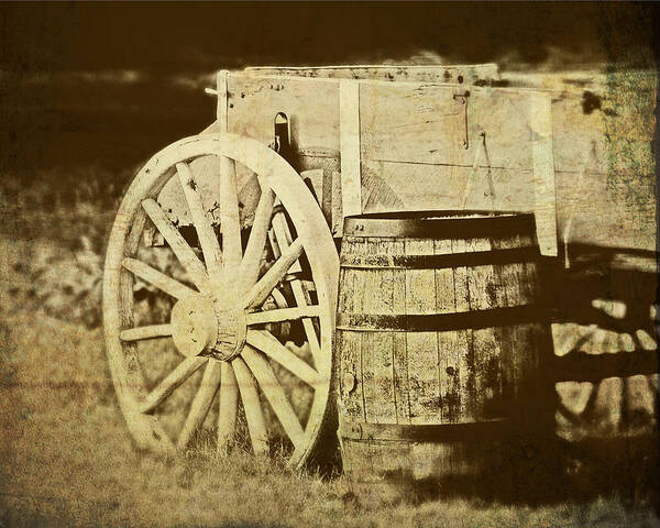 Wagon Art Print featuring the photograph Rustic Wagon and Barrel by Tom Mc Nemar