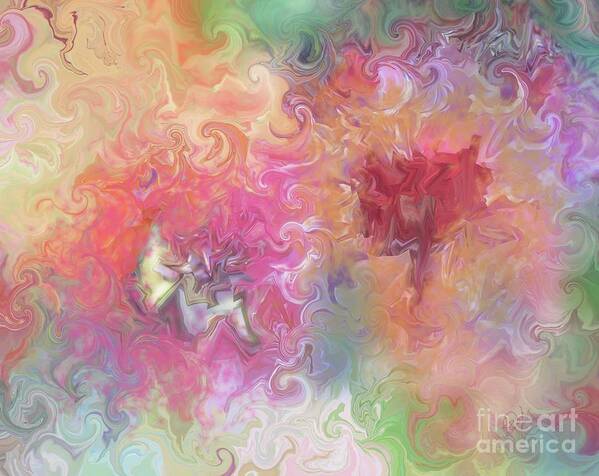 Abstract Paintings Art Print featuring the painting The Dragon and the Faerie by Roxy Riou