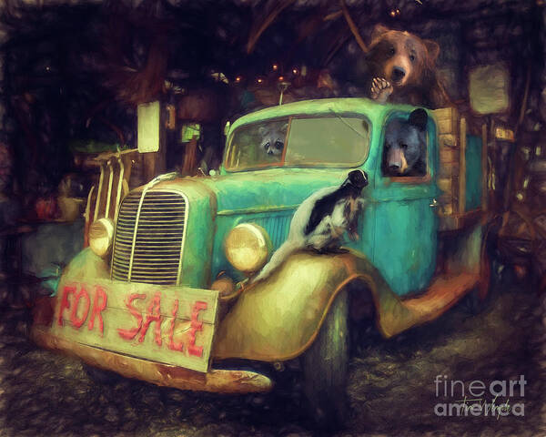 Raccoon Art Print featuring the digital art Truck Sale by Tim Wemple