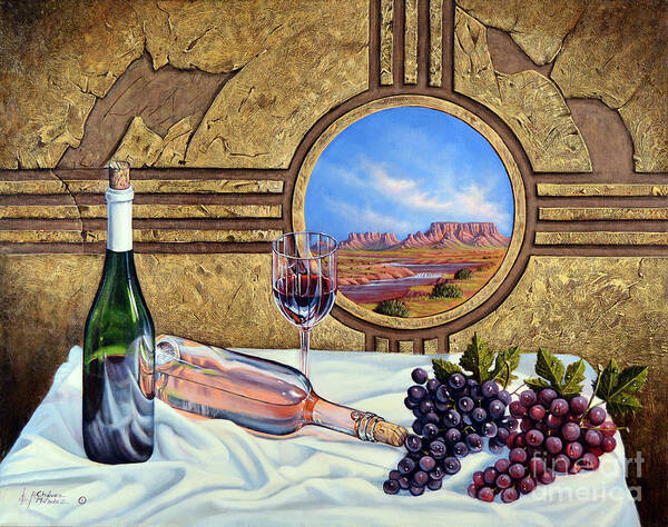 Wine Art Print featuring the painting Zia Wine by Ricardo Chavez-Mendez