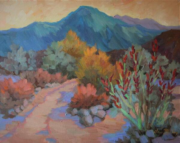 Landscape Art Print featuring the painting Dawn at La Quinta Cove #1 by Diane McClary