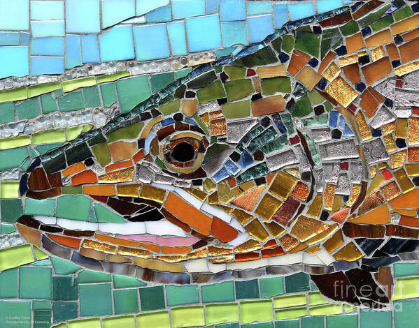 Cynthie Fisher Art Print featuring the painting Brown Trout Glass Mosaic by Cynthie Fisher