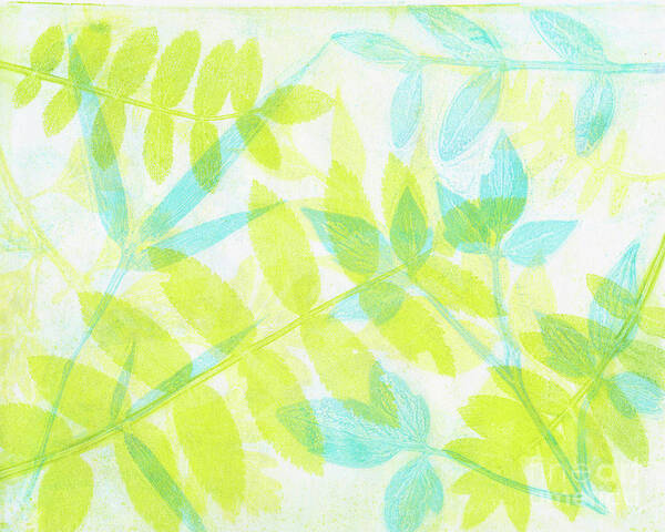 Plant Print Art Print featuring the mixed media Green and Teal Plant Print by Kristine Anderson