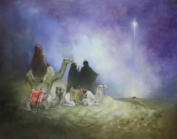 Magi Art Print featuring the painting Journey Of The Magi by Liz Viztes
