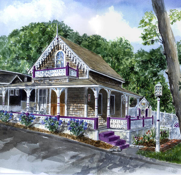 Marthas Vineyard Art Print featuring the painting Purple House by Paul Gardner