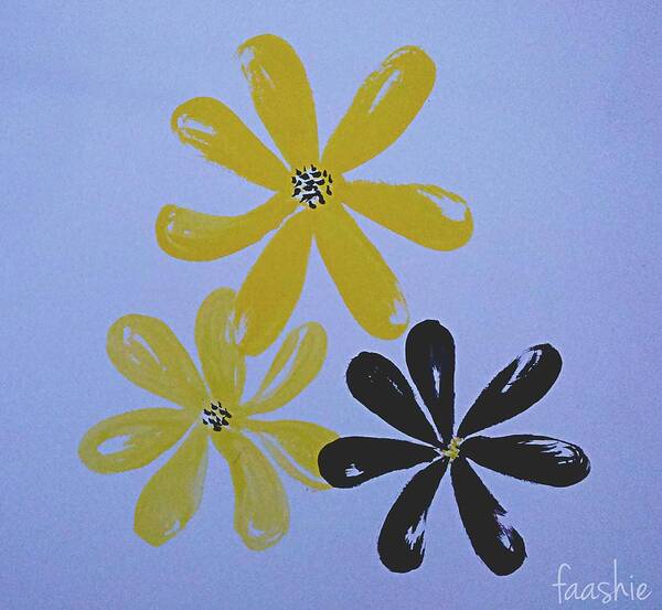 Yellow Art Print featuring the painting Daisies #1 by Faashie Sha