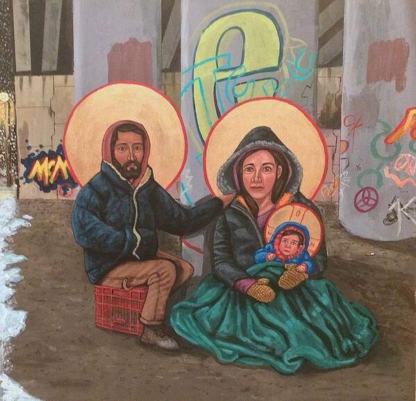  Art Print featuring the painting Holy Family of the Streets by Kelly Latimore