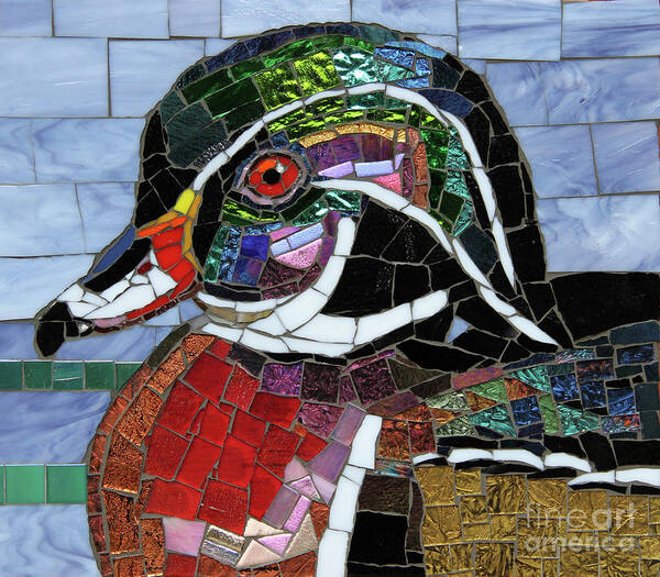Cynthie Fisher Art Print featuring the sculpture Wood Duck Glass Mosaic by Cynthie Fisher