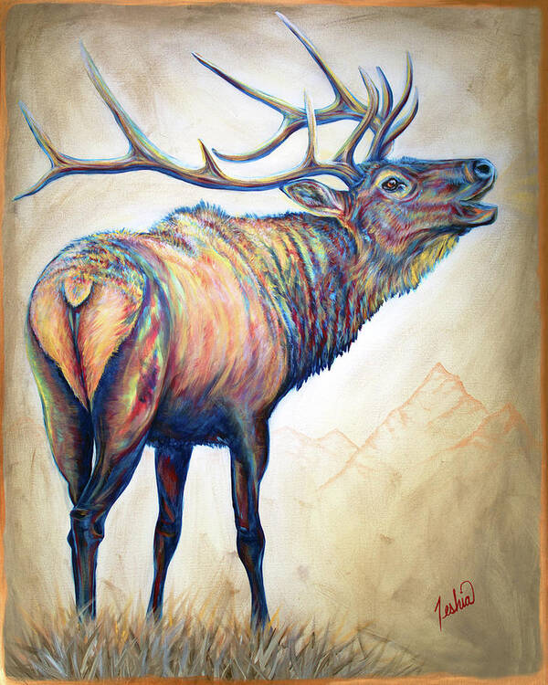 Elk Art Print featuring the painting Elk Ridge by Teshia Art