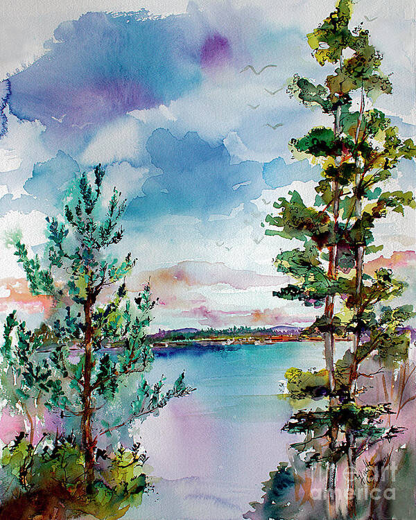 Lakes Art Print featuring the painting Lake Oswego Oregon by Ginette Callaway