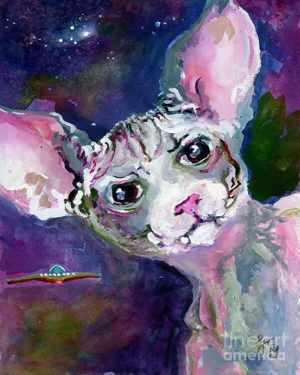 Cats Art Print featuring the painting Cat Portrait My Name Is Luna by Ginette Callaway