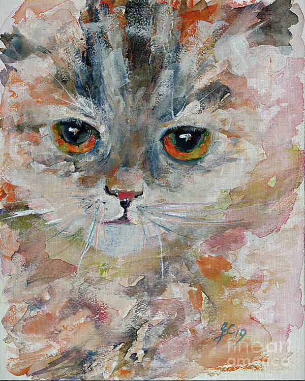 Cats Art Print featuring the painting Kitten Portrait by Ginette Callaway