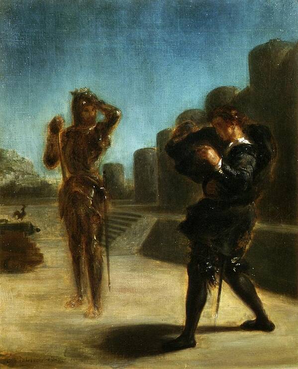 Ghost of Hamlet's father. by Eugene Delacroix
