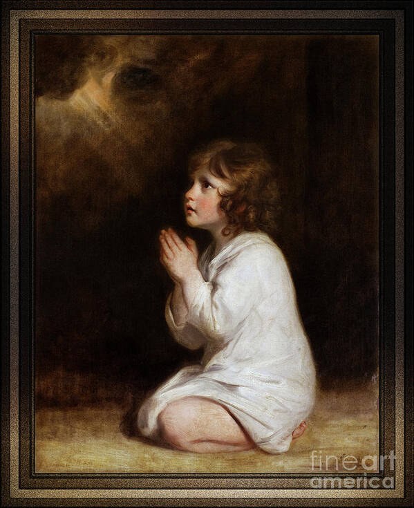 The Infant Samuel Art Print featuring the painting The Infant Samuel by Joshua Reynolds by Rolando Burbon