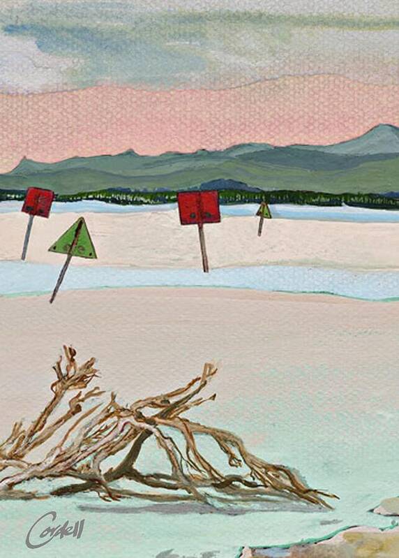 Noosa & Nearby Art Print featuring the painting Cootharaba Dusk - Noosa Lakes by Joan Cordell