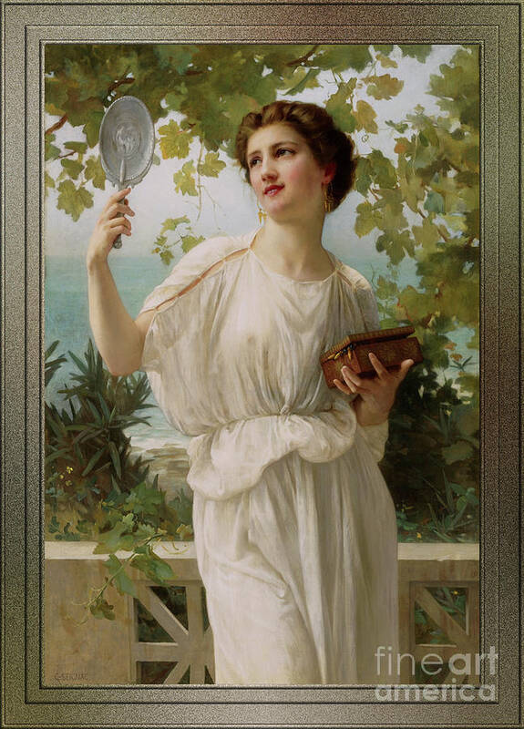 Admiring Beauty Art Print featuring the painting Admiring Beauty by Guillaume Seignac Remastered Xzendor7 Classical Fine Art Reproductions by Xzendor7
