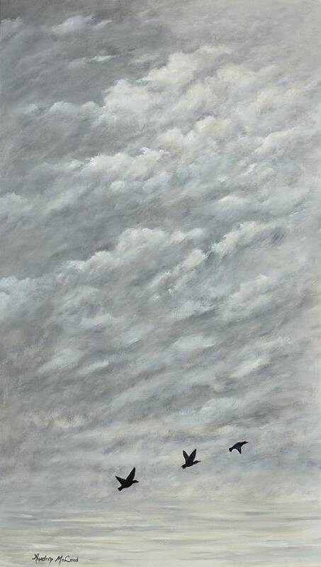 Grey Cloudy Sky Art Print featuring the painting Colors of Winter by Audrey McLeod