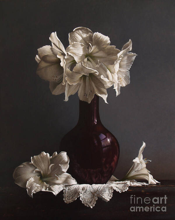 Still Life Art Print featuring the painting Amaryllis by Lawrence Preston