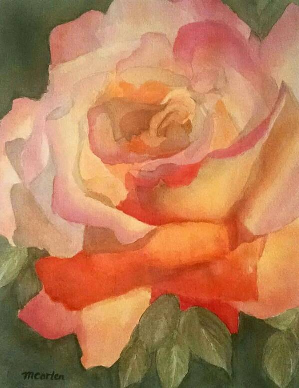 Rose Art Print featuring the painting Elegant Rose by M Carlen