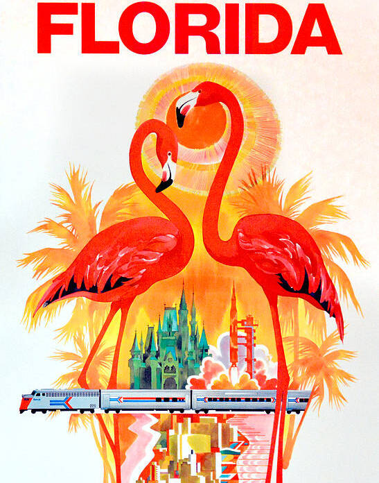 Vintage Florida Amtrak Travel Poster by Jon Neidert