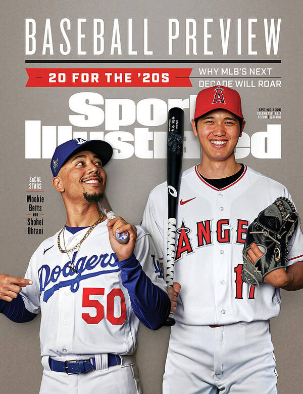 Magazine Cover Art Print featuring the photograph Los Angeles Dodgers Mookie Betts And Los Angeles Angels Sports Illustrated Cover by Sports Illustrated