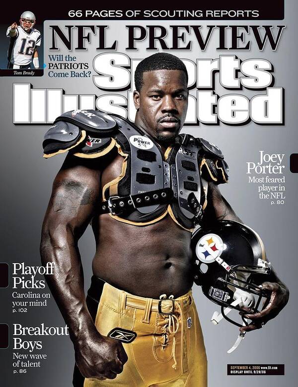 Magazine Cover Art Print featuring the photograph Pittsburgh Steelers Joey Porter Sports Illustrated Cover by Sports Illustrated