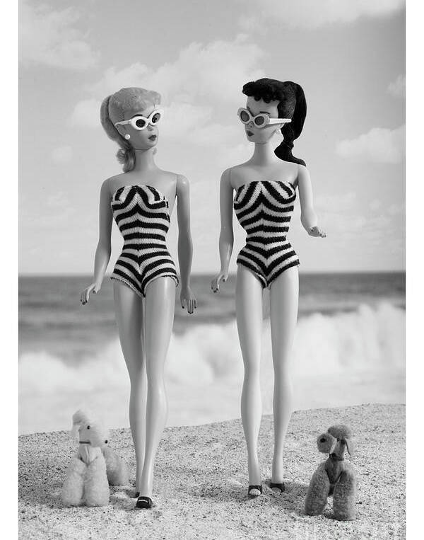Beach Girls Walking B and W by David Parise