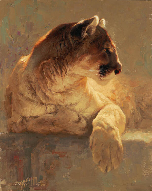 Mountain Lion Art Print featuring the painting Repose by Greg Beecham