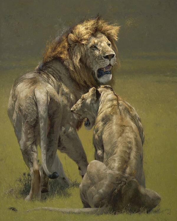 Lion Art Print featuring the painting Savannah Royalty by Greg Beecham