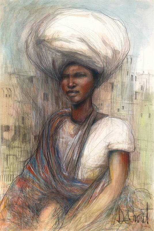 Turban Art Print featuring the painting Fatima by Gregory DeGroat