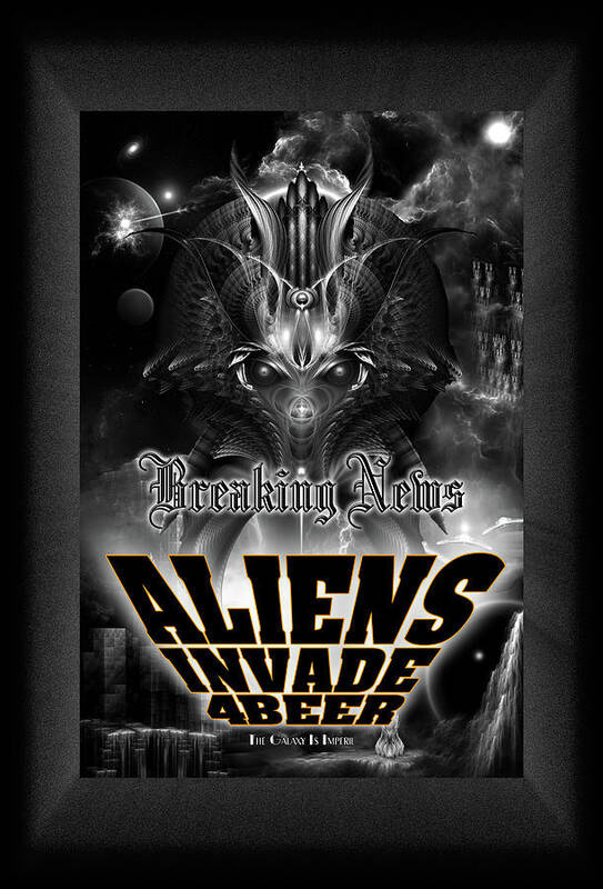 Aliens Art Print featuring the digital art Aliens Invade 4 Beer Galaxy Attack by Rolando Burbon